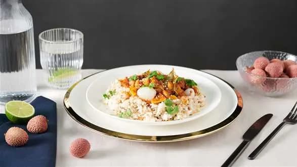 Kurczak z ostrą pastą curry i liczi!