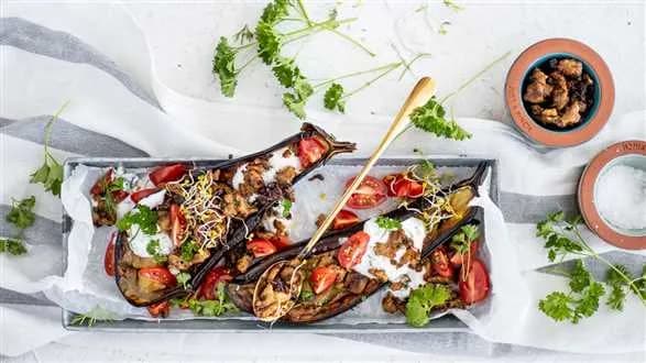 Pieczony bakłażan z indykiem