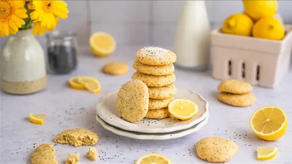 Cytrynowe ciasteczka owsiane z makiem