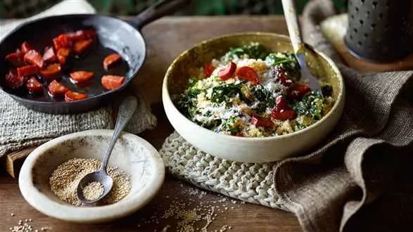 Quisotto ze szpinakiem i chorizo